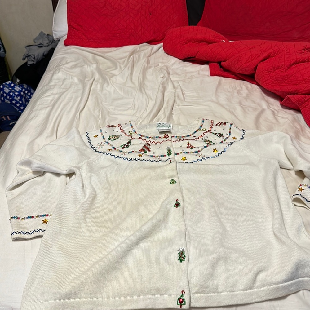 the quacker factory white christmas sweater womens xl